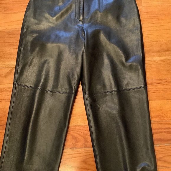 Doncaster Womens 100% Black Leather Pants Lined No Size Tag See Measurements - Picture 4 of 14